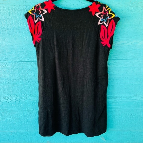 ANDREE FULLY EMBROIDERED BLACK MINI DRESS SIZE LARGE EUC - Picture 3 of 7